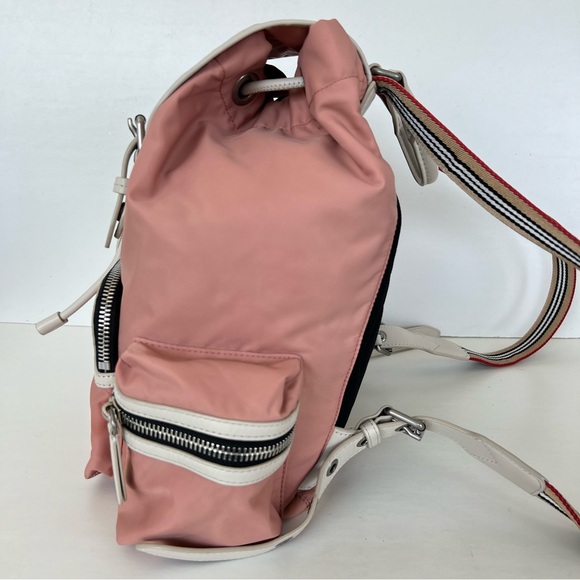 BURBERRY Rucksack Mauve Nylon w Leather Trim Drawstring Side Pockets Backpack - Picture 7 of 16